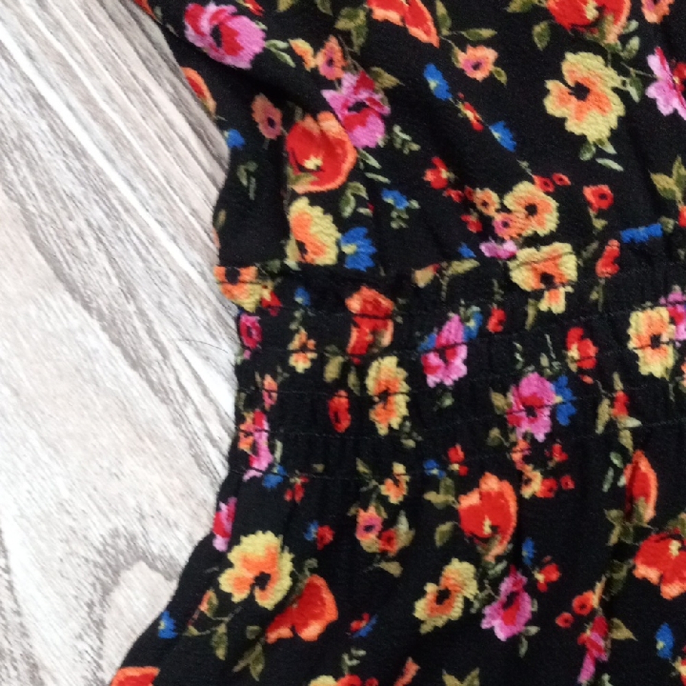 London Style Women's Floral Maxi Dress Short Ruffled Sleeves V-neckline Size 12 - Picture 15 of 16